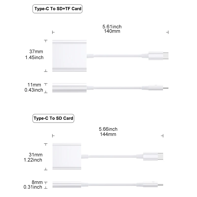 SD Card Reader for iPhone 15/iPad/Mac, Type C to SD TF Dual Card Slot Memory Portable Card Reader, Type C Plug and Play-2 Slots