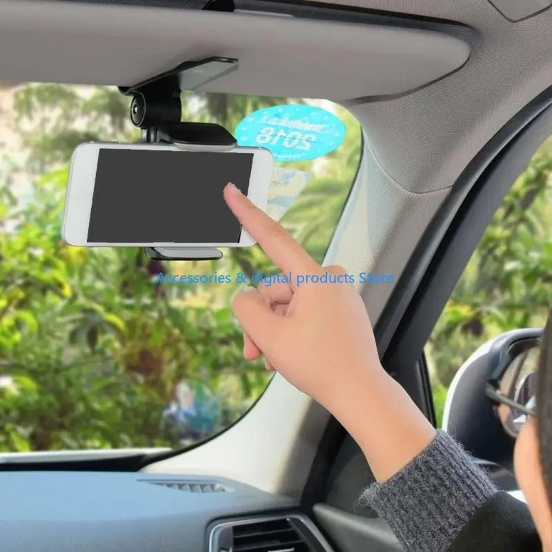 77JD Clip on Adjustable Rotatable Car Sunvisor Mount Holder Stand Universal for Driving Quick Installation