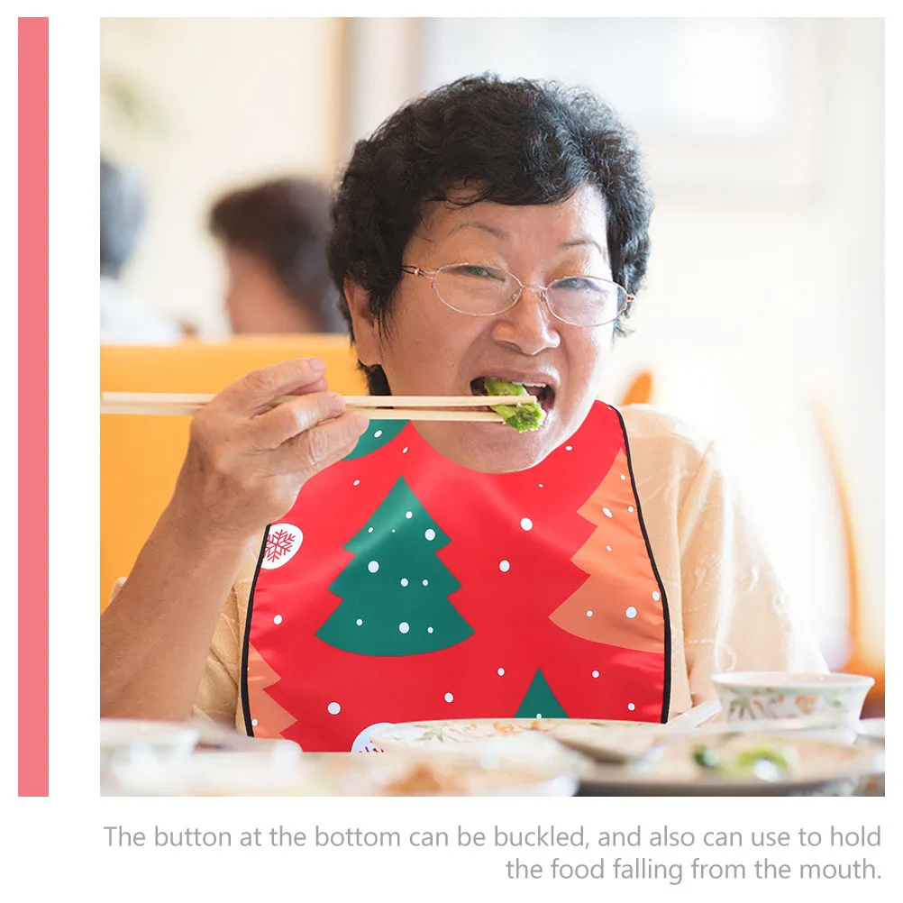 

2pcs Christmas Adult Bib Waterproof Adjustable Snap Buckle Neck To Leg Burp Cloth For Seniors Women Disabled Patient Eating Bib