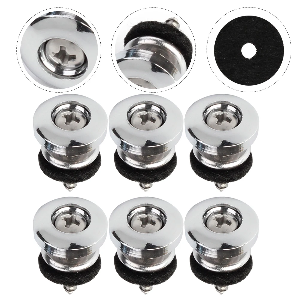 

6 Pcs Guitar Strap Button Bass Locks Non-slip Locking Round Head Buckle Electric Buttons
