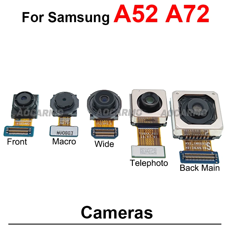 For Samsung Galaxy A52 A72 A51 A71 A80 A50 A40 A20 Front Facin + Back Macro Wide Telephoto Rear Camera Module Flex Repair Parts