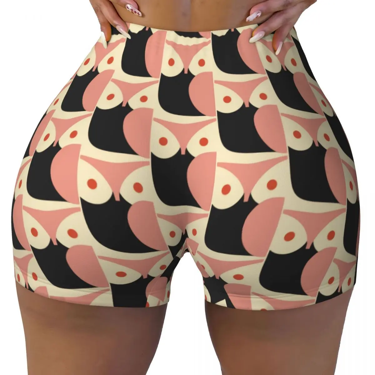 

Custom Owl Chalky Pink Pattern Orla Kiely Running Volleyball Workout Shorts for Women Gym Athletic Yoga Shorts
