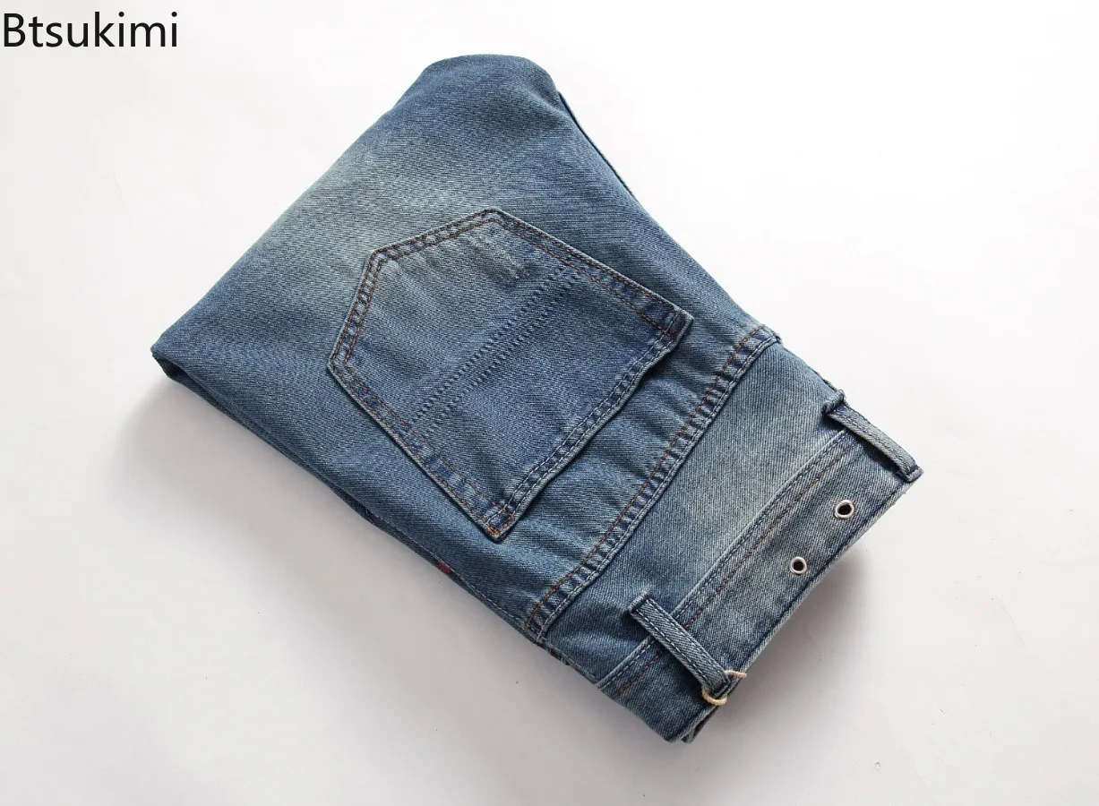 Mode neue Herren Vintage Jeans hochwertige koreanische Stil lässig schlanke gerade Hosen Männer Trend löcher Jeans hose plus Größe 42