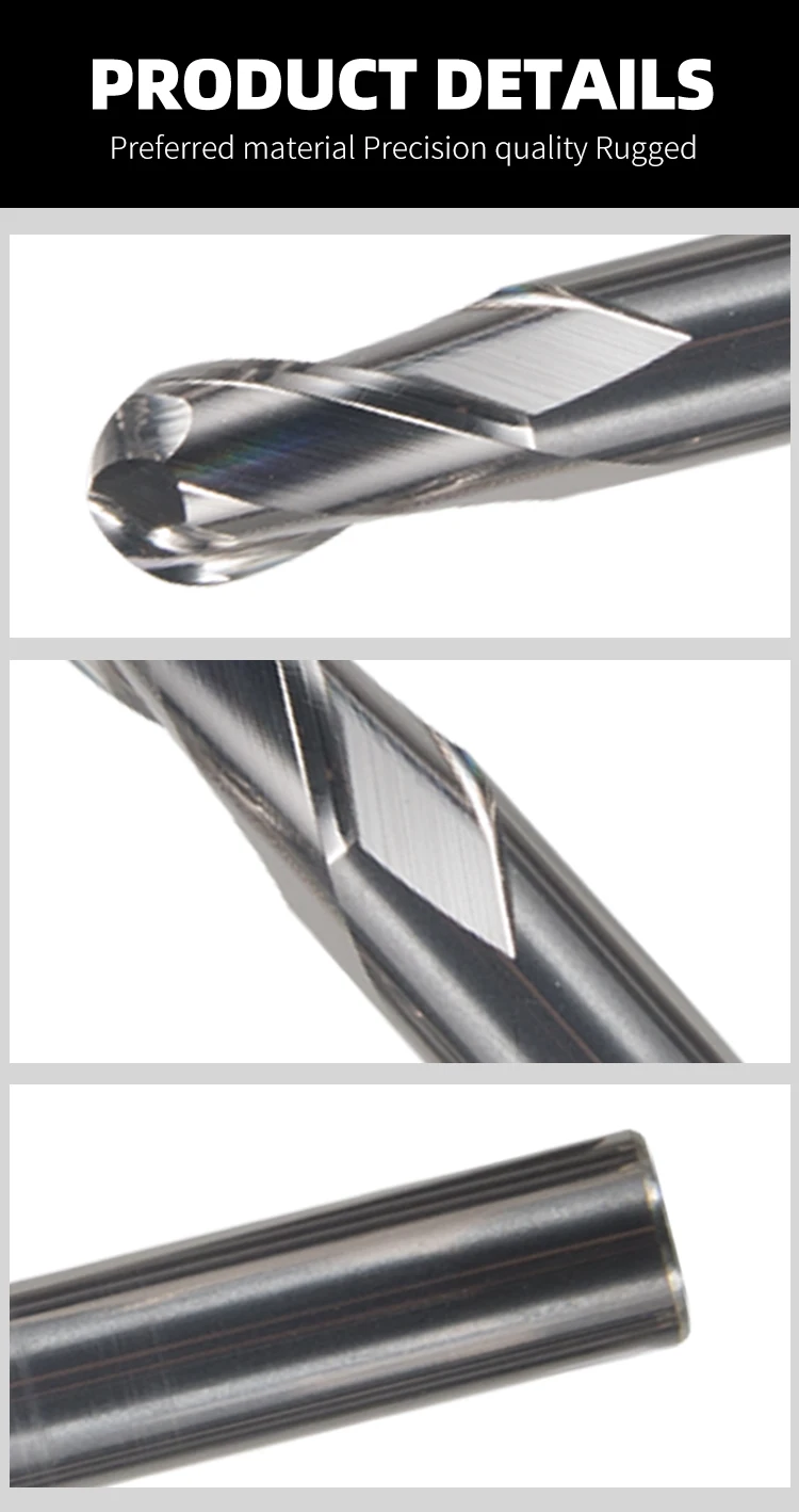 HRC70 Hochhärte-Kugelfräser aus Wolframkarbid, CNC-Fräser für Metallbearbeitung R0.5 6mm 8mm 10mm 12mm – Detail 8