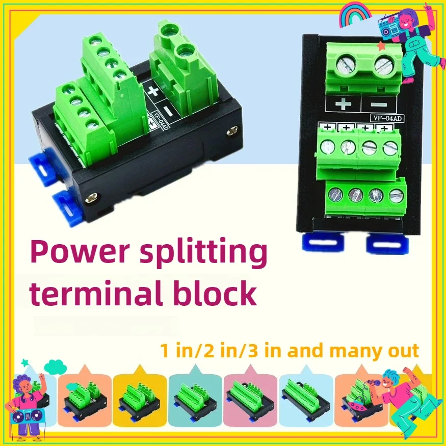 

Power Terminal Block Junction Box 1 in 4 Out Positive and Negative Common Terminal AC/DC Current DivisionTerminal Block Conector