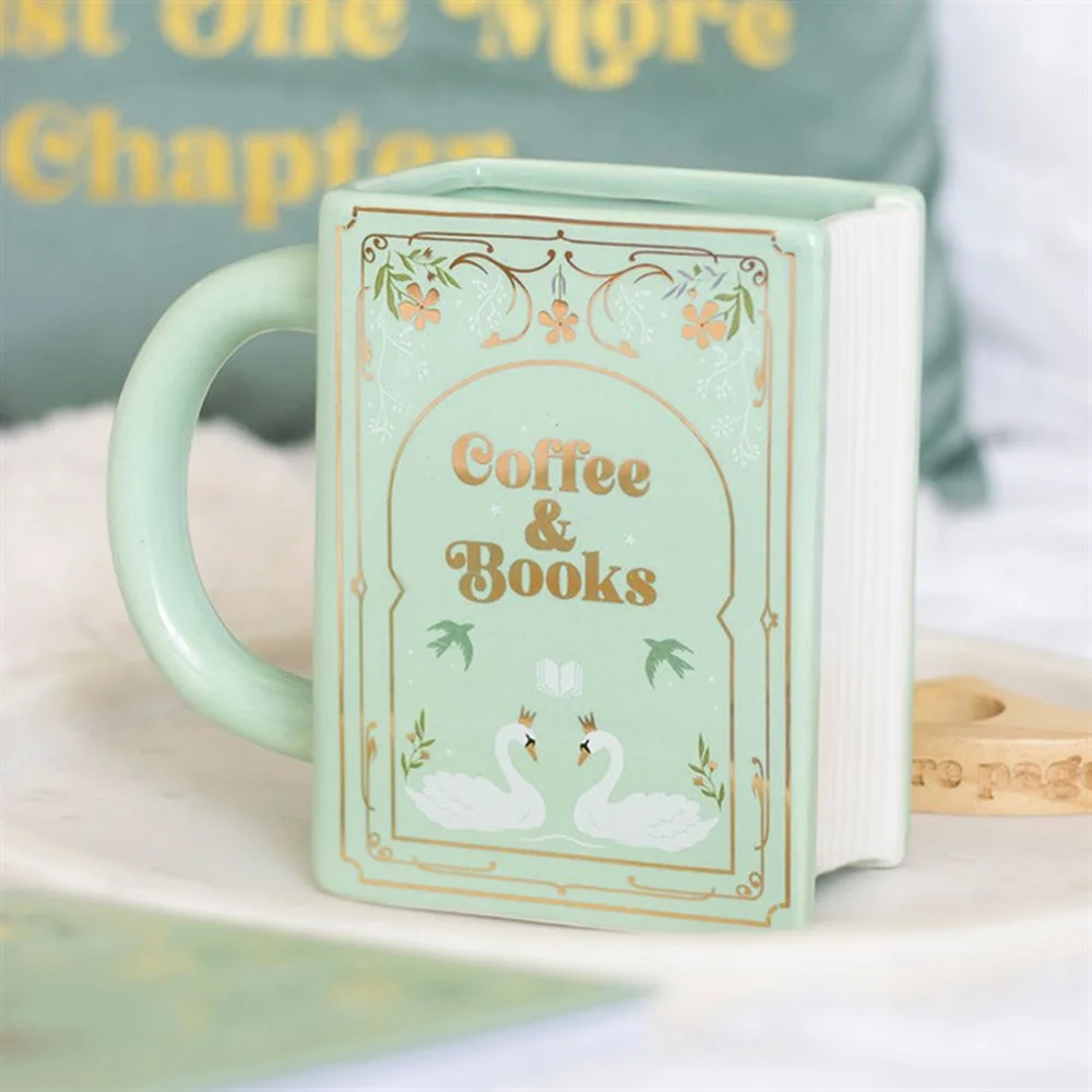 Taza de Cerámica con Forma de Libro con Asa, Taza de Café Creativa, Taza de Té Novedosa, Chocolate Caliente, Regalo Único para Amantes de los Libros y Lectores