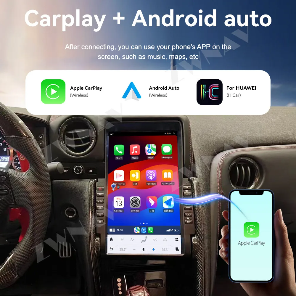 

Wireless CarPlay 13.6 Inch Touch Screen Android 13 Car Radio For Nissan GTR 2011-2017 GPS Navigation multimedia Player Head Unit