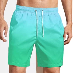 Short de bain avec doublure en maille pour homme, maillot de bain, short de plage, Wstring de proximité, taille élastique, College graphiques, série de documents dégradés