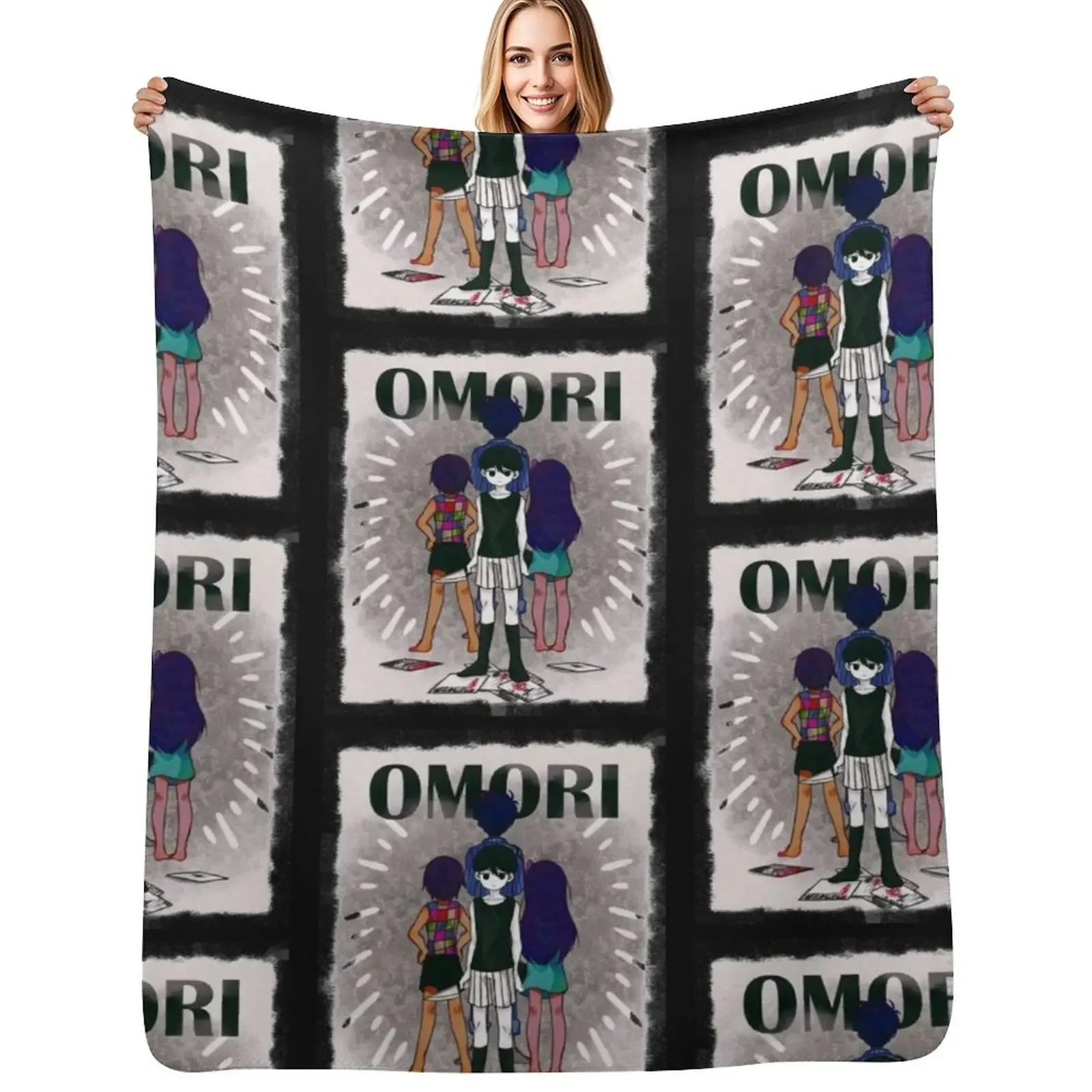 

Omori Aubrey Tshirt - Omori Game Clothing - Omori Sticker Throw Blanket For Baby Cute Furry Blanket