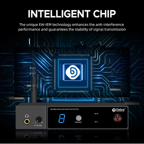 Imagen 2 del producto Sistema de monitoreo inalámbrico intrauditivo profesional ER-280, UHF de un solo canal con múltiples receptores, adecuado para bandas y escenarios