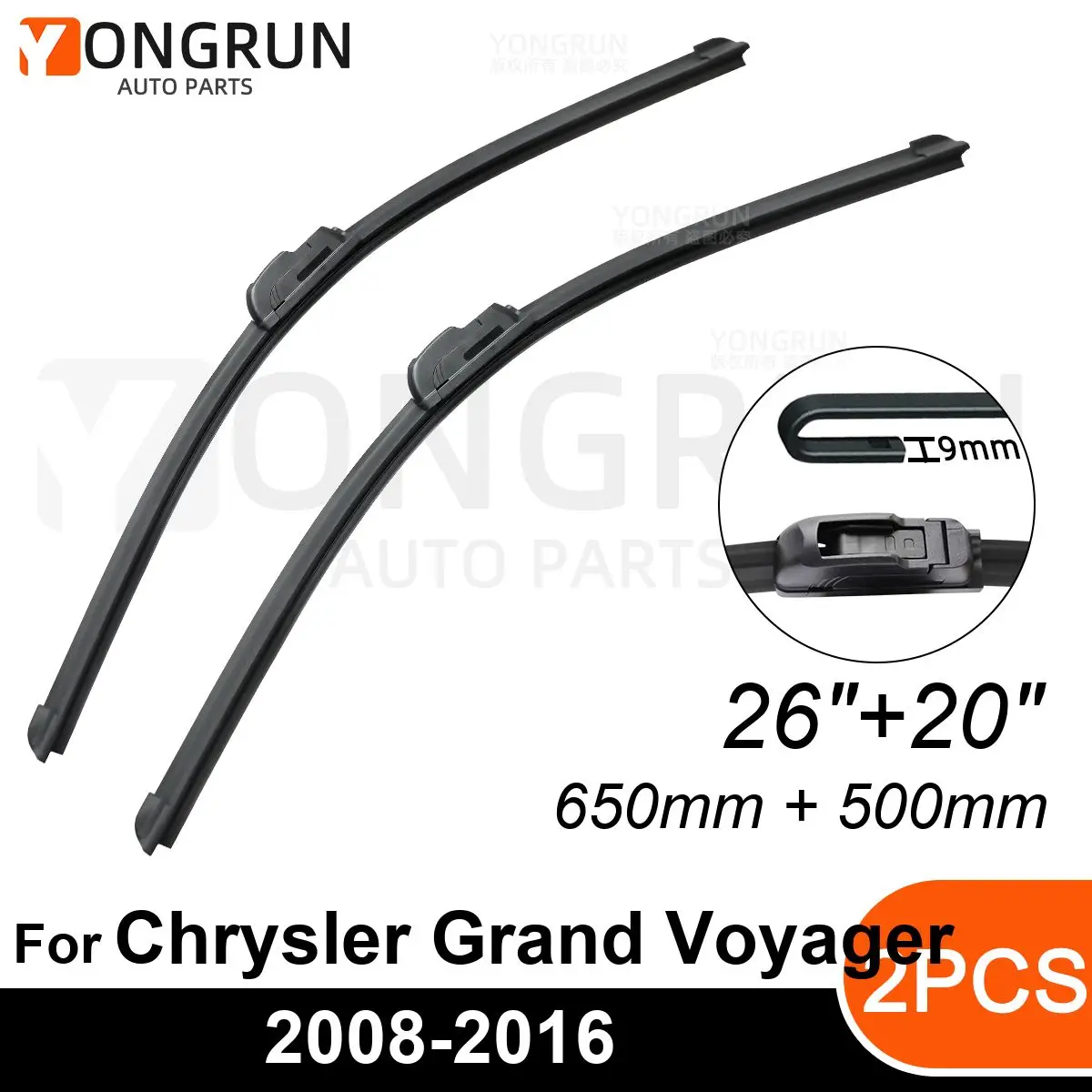 

Car Windshield Windscreen Front Wiper Blade Rubber Accessories For Chrysler Grand Voyager 26"+20" 2008-2016 2012 2013 2014 2015