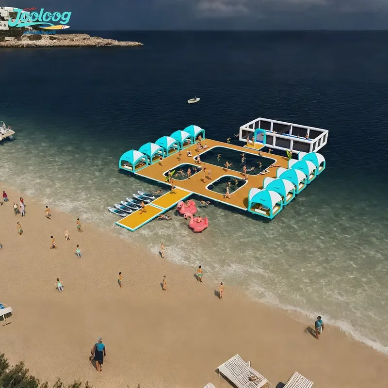 Beach Resort Theme Park Inflatable Party Island Floating Platform Dock Deck