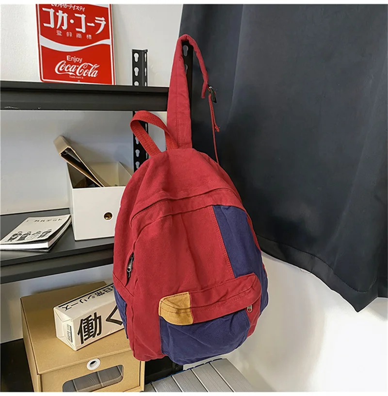 2023 Factory Price Vintage Style Women Denim Backpack Casual Travel Bags Patchwork Laptop School Bags Drop Shipping