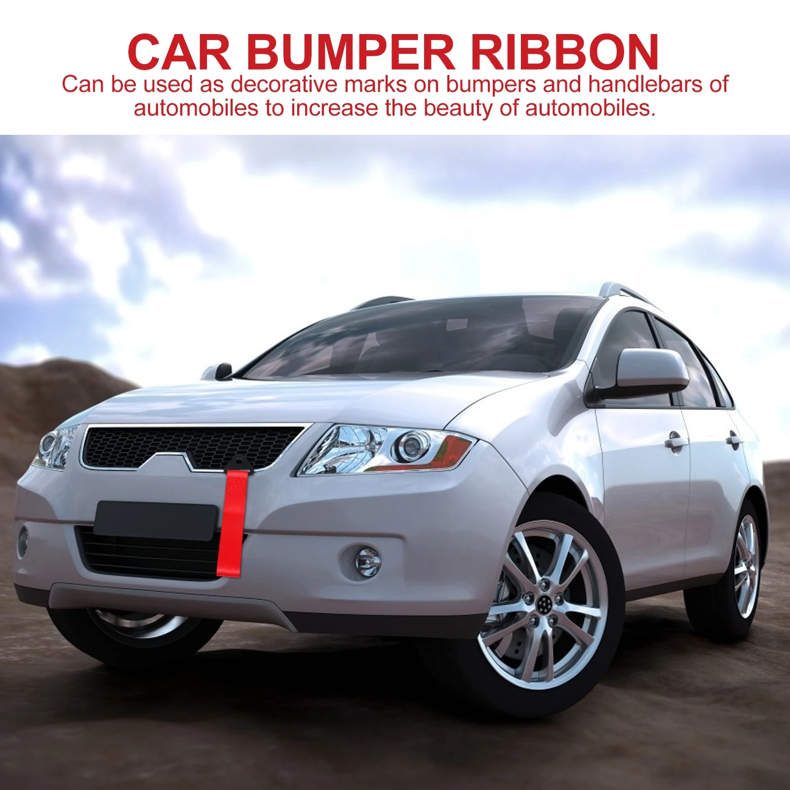 

2pcs Premium Car Ropes Durable Front Strips Decorative Tow Bumper Ribbons Bumper Decor Ribbon Stylish Car Decor Strips For Auto