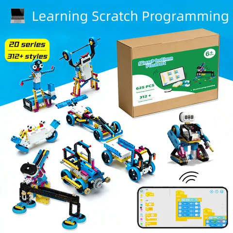 Scratch Programming Remote Control Electric Building Block Robot Mechanical Power Kit Control Toys Set