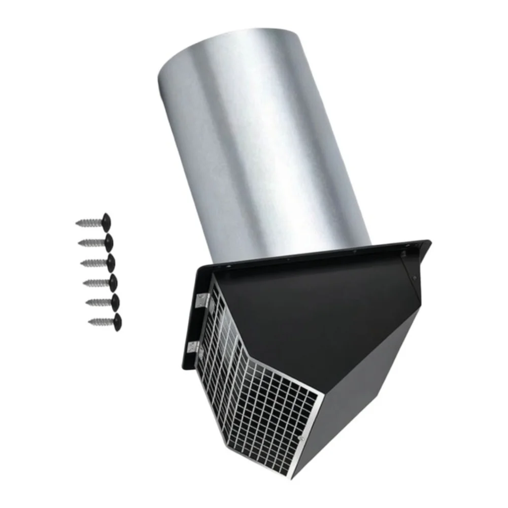 Dryer Vent Cover 6 Inch Metal Wall Cowl with 20cm Extended Hood and Detachable Mesh Screen for Residential Venting