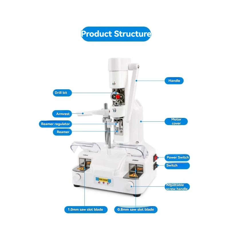 เครื่องเจาะและเลื่อยเลนส์แบบไร้กรอบ เครื่องเจาะแว่นตา เครื่องเลื่อย งานแปรรูปแว่นตาไร้กรอบ