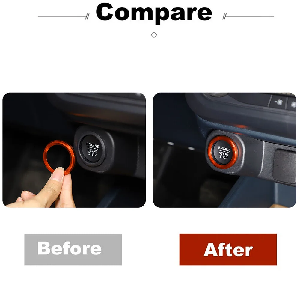 Stand Out from the Crowd with the Attention Grabbing Orange Alloy Ignition Button Cover for Ford Maverick 2022