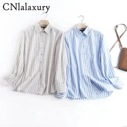 Women Summer Blouses Office Lady Tops Striped Button Up Long Sleeve Shirt Female 2023 New Spring Korean Fashion Blousas Mujer