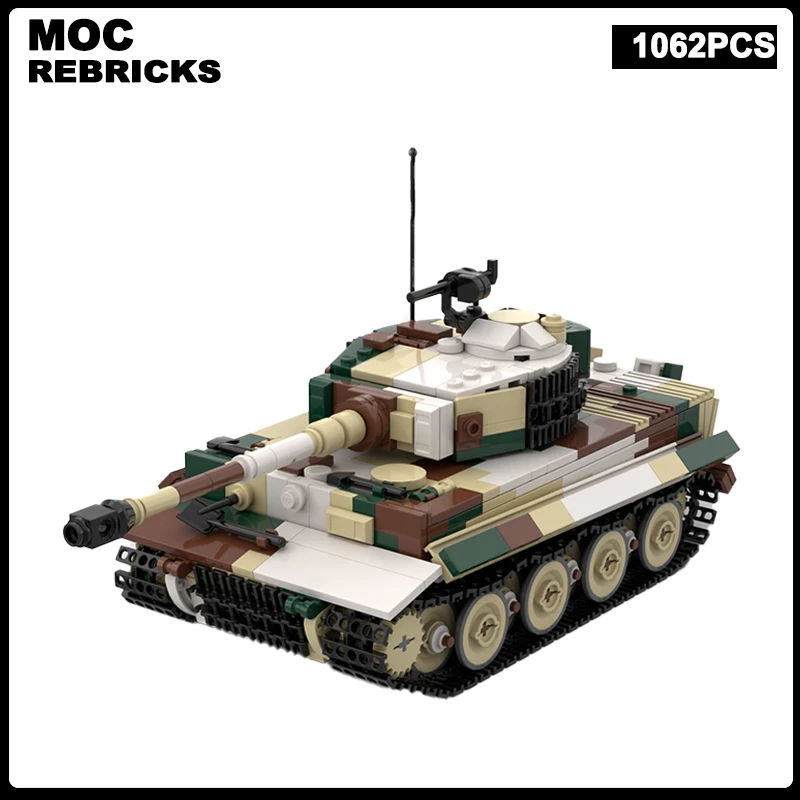 

WW2 Tiger E German Tank V2 Tracked Armored MOC Building Blocks Vehicle Model Technology Bricks Boy Toys Puzzle Christmas Gifts