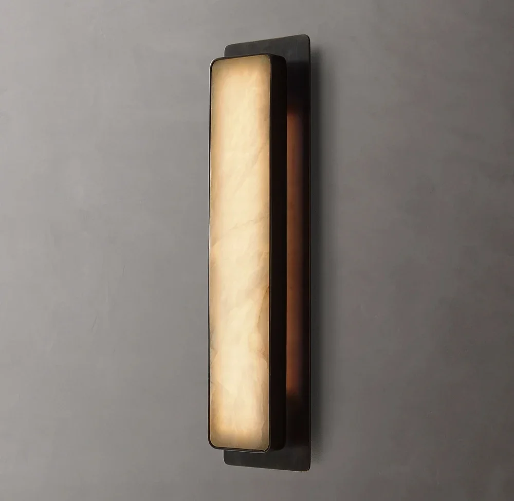 

Modern Designer Luxury Marble Wall Lamp Villa Bedroom Corridor Bedside Gold Metal Alabaster Indoor Luxury Deco Sconce