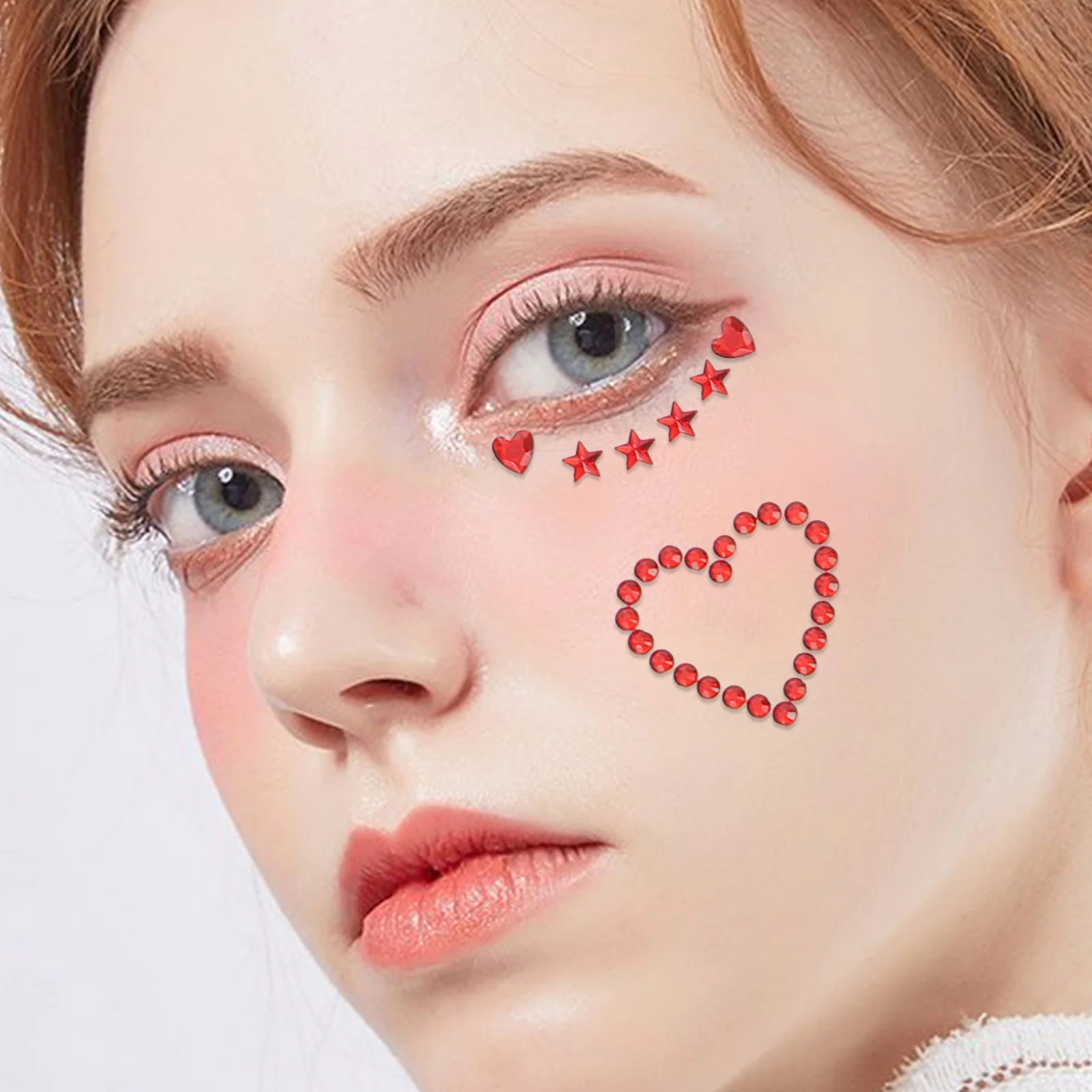 

5 Sheets Sparkle Face Rhinestones Star Heart Shapes Adhesive Festival Gems Easy DIY Party Makeup Stickers for Women Rave