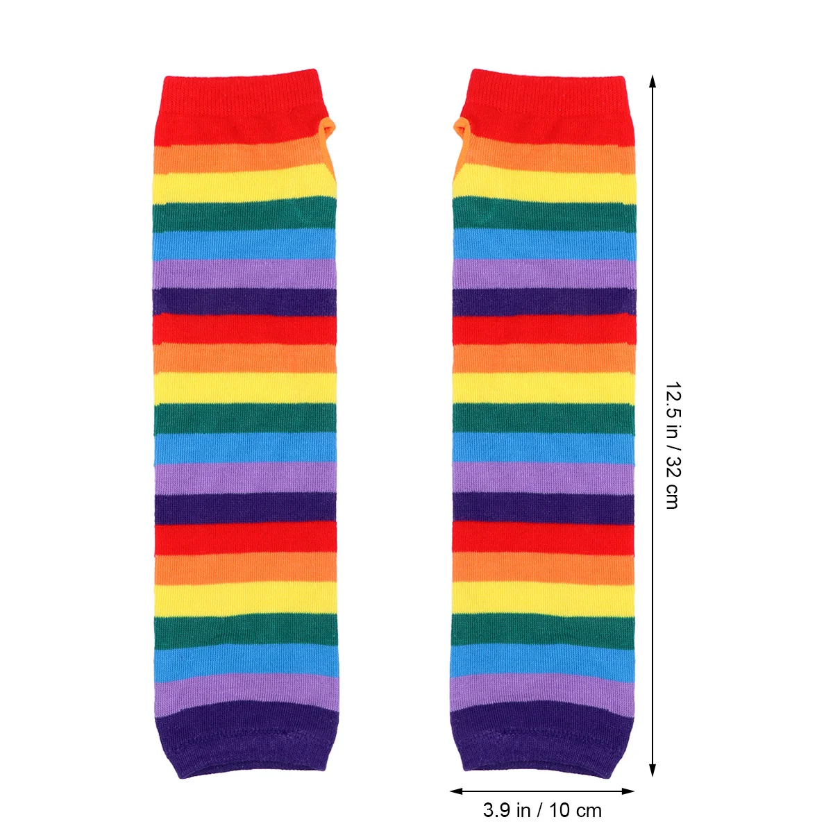 

1 Pair Rainbow Long Sleeve Gloves For Women Fingerless Arm Warmers Stretchy Colorful Knit Handwear Winter Accessories