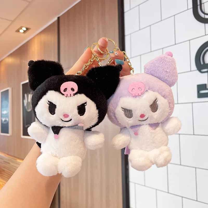 سلسلة مفاتيح من القطيفة Black Devil Kuromi، قلادة دمية تمثال سانريو، هدية صغيرة رائعة للسيدات #2