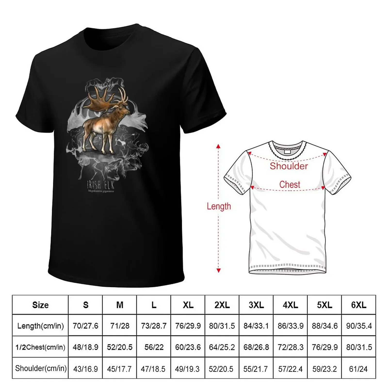 Irish Elk (Megaloceros) T-shirt blanks customs design your own tees summer tops mens t shirts