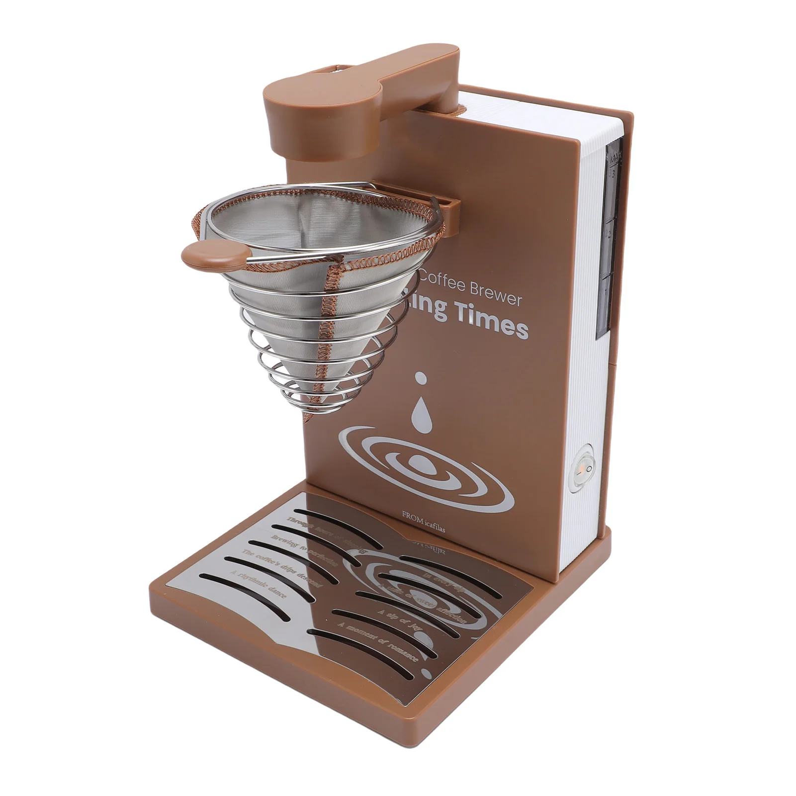 Portable Drip Coffee Maker Electric Pour Over Coffee Machine 300ml Tank Foldable Detachable 7 Holes Book Shaped Coffee Brewer