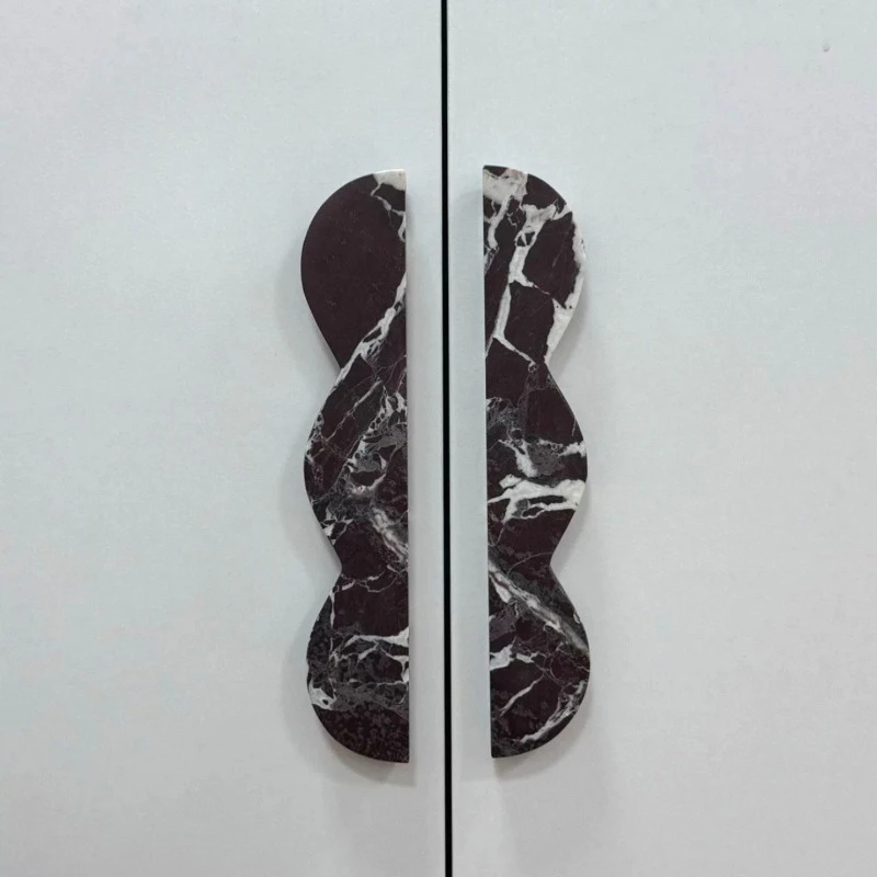 Wabi-Sabi Marble Irregular Door Handle Creative Luxury Decorative Wardrobe Pull Unique Furniture Handle For Living Room