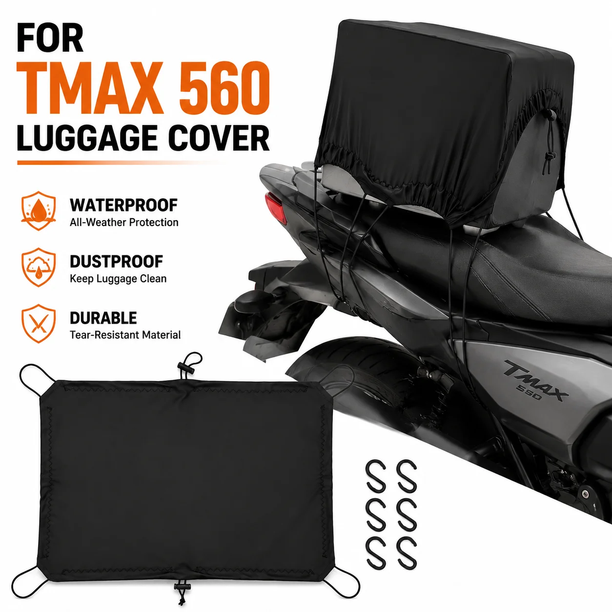 For Yamaha Tmax560 Tmax 560 Motorcycle Luggage Cover Waterproof Wear-Resistant Elastic Mesh Bag Outdoor Riding Debris Cover