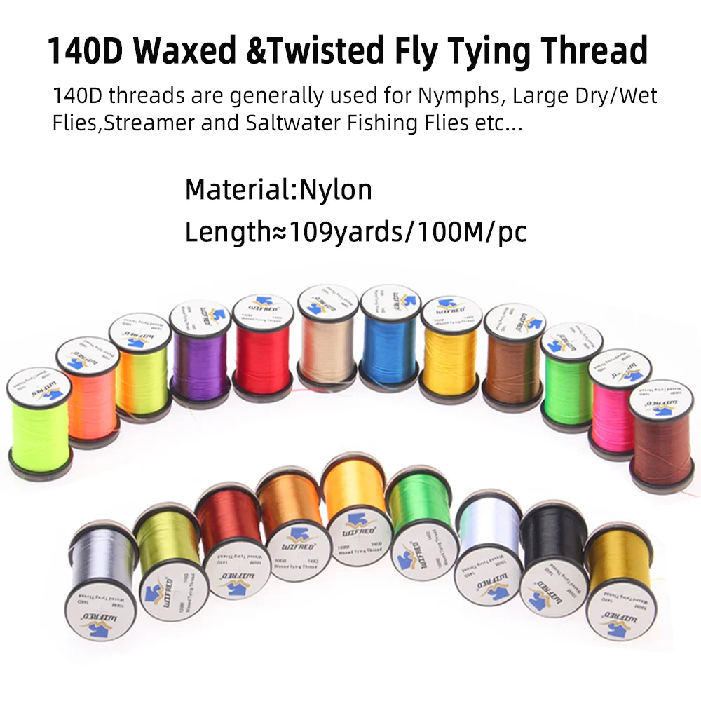 Wifreo 4pcs 140D Fly Tying Threads Waxed Twisted Floss Line Fly Tying Material For Nymphs Streamer Flies Trout Fishing Tackle