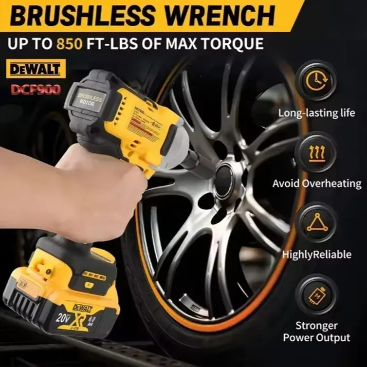 DEWALT DCF9001 / Chave de impacto de alto torque de 2 polegadas Super longa resistência Forte potência sem escova sem fio com carregador de bateria de 20V