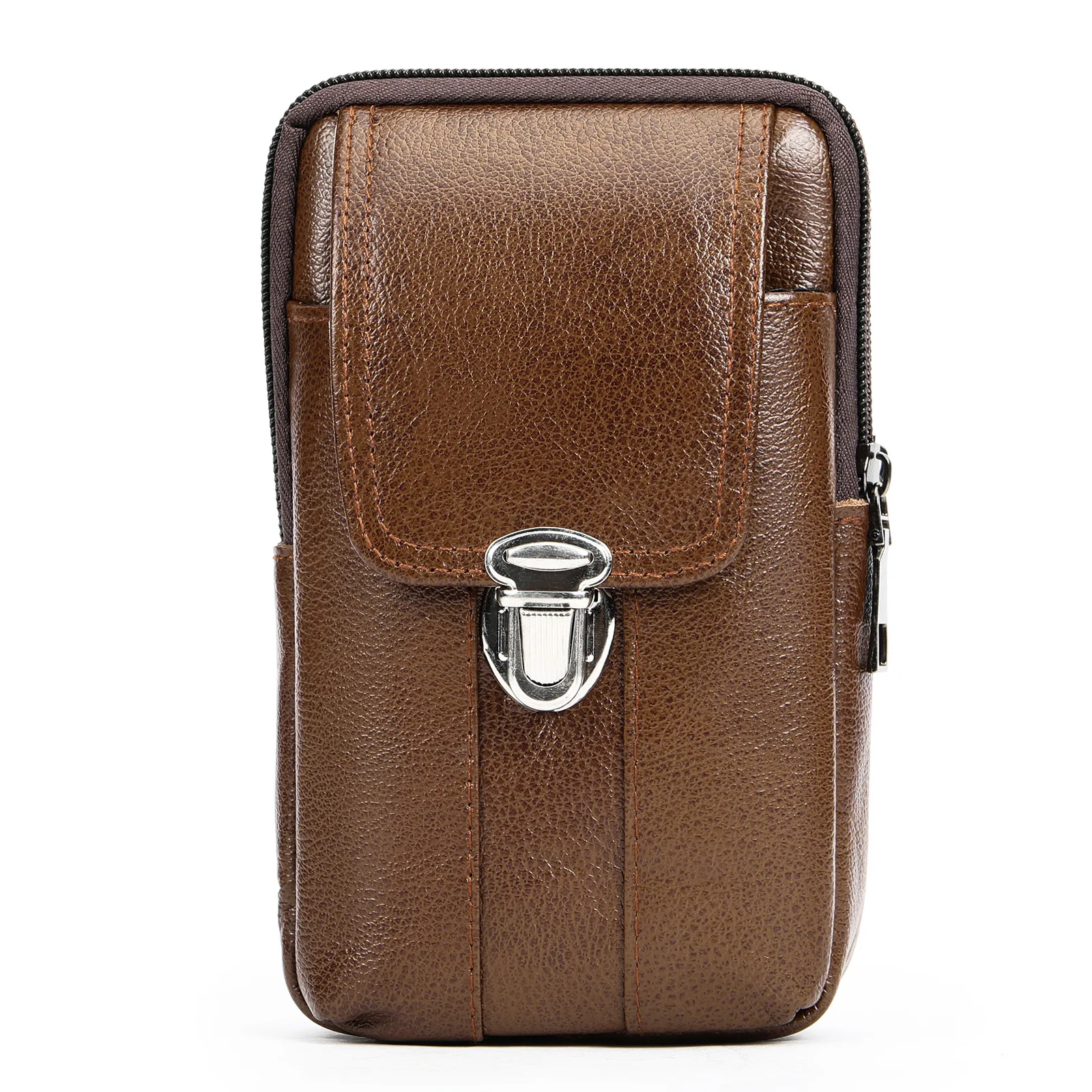 Bolsa de couro elegante masculina, múltiplas funções e bolso para telefone, novo