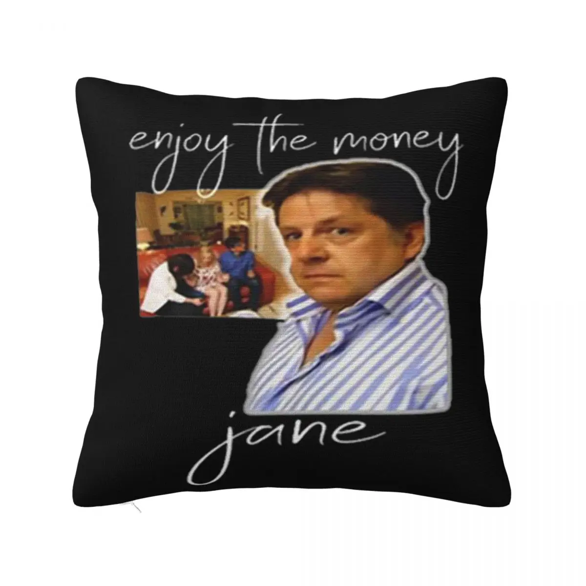 Enjoy The Money Jane Womens Trend Splicing Halloween Graphic Letter Youth High Quality Music Designs Pillow Case