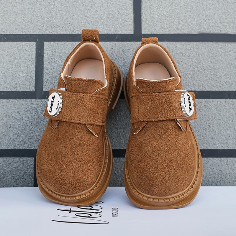 Kids Casual Dress Shoes Hook & Loop Round Toe Anti Slip Lightweight School Shoes for Little & Big Boys Girls Casual Daily Shoes