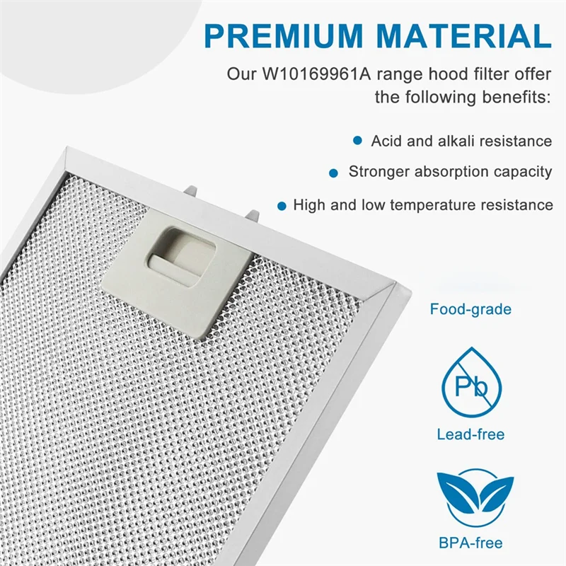 AT28-4-Pack W10169961A Range Hood Filter แทนที่ W10875058 และ W11245983 สําหรับ Whirlpool, Jenn.Air Range Hoods