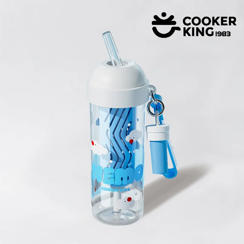 COOKER KING 650ML Portable Straw Cup Triitan+PP Liquid Silicone Leak Proof Cup With Suction Nozzle Waterbattle Outdoor Camping