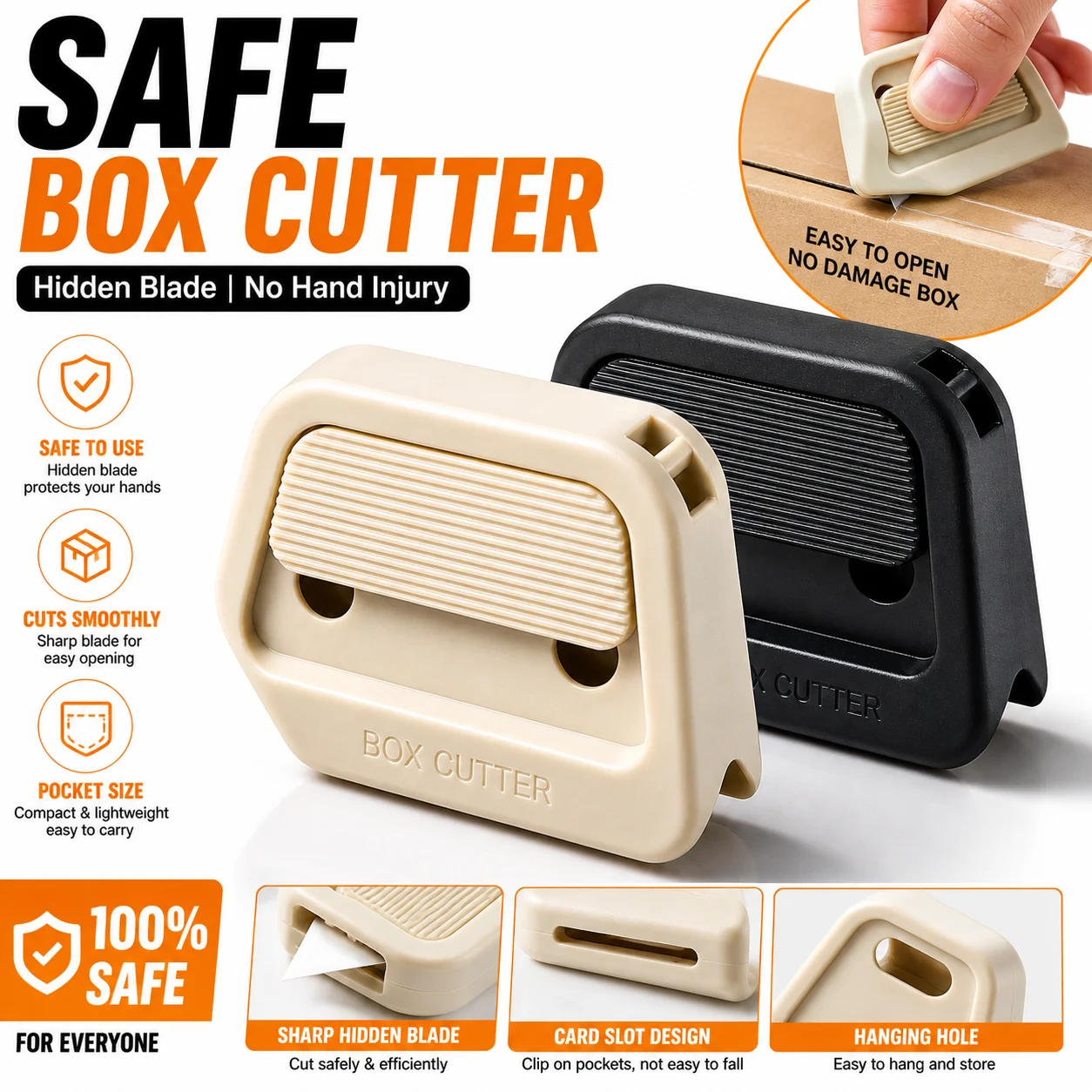 Rust-Free Ceramic Cutting Blade Box Opener, Auto Rebound Safety Design, Portable Mini Cutter For Parcel Unpacking