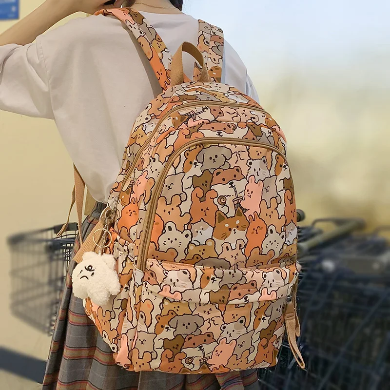 

Lady Cartoon Print Trendy Leisure BookBag Fashion Female Cute Laptop College Backpack Women Kawaii Packet Girl Travel School Bag