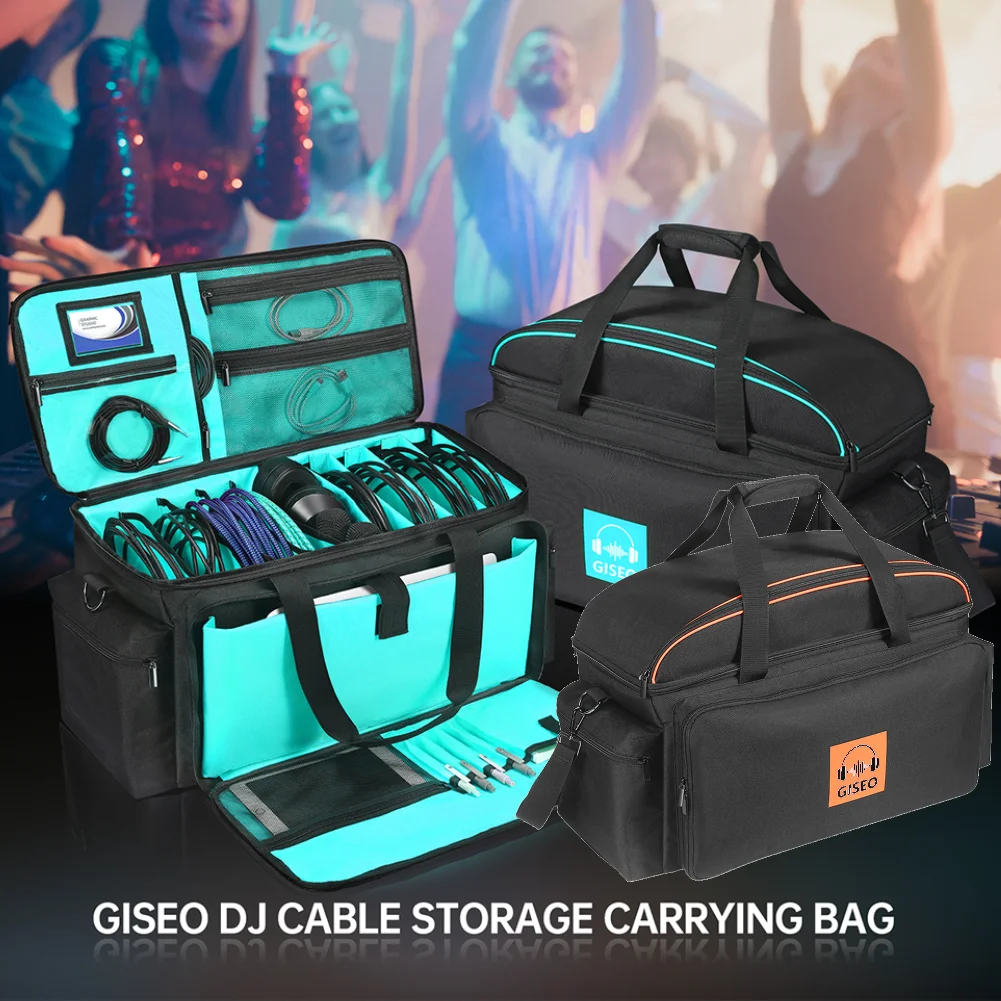 

DJ Cable File Bag Large Capacity DJ Bag with 4 Detachable Dividers Travel Musicians Gig Bag for Sound Equipment DJ Gear Musician
