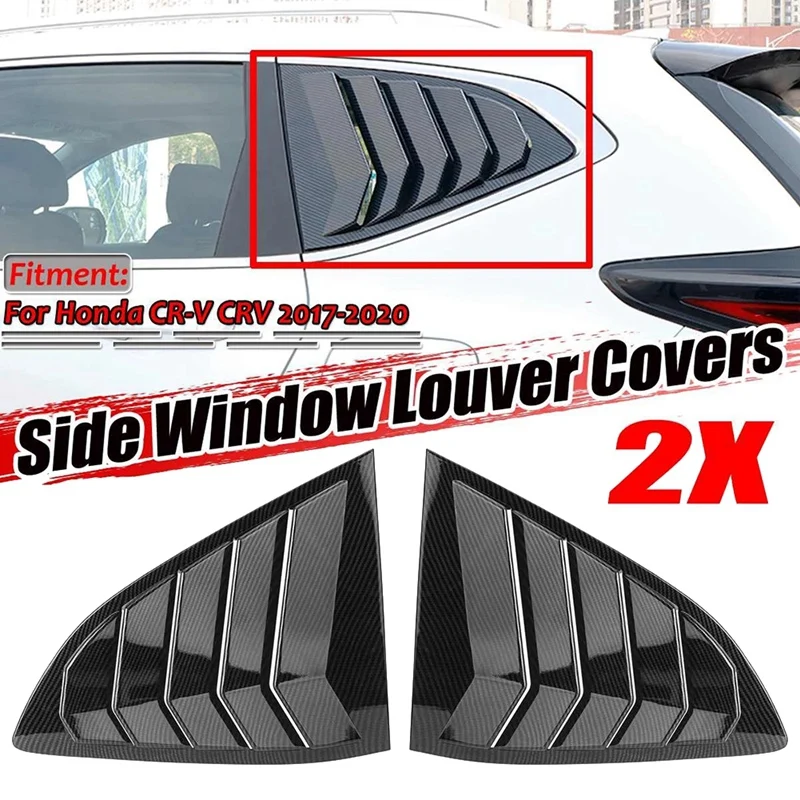 Carbon Fiber Car Rear Side Window Louvers Cover Blinds Scoop Air Vent Cover Trim For Honda CR-V CRV 2017-2020