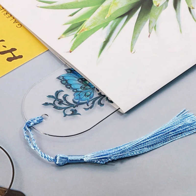 Transparent Acrylic Bookmark Bookmark DIY Unfinished Color Tassel Listing Pendant