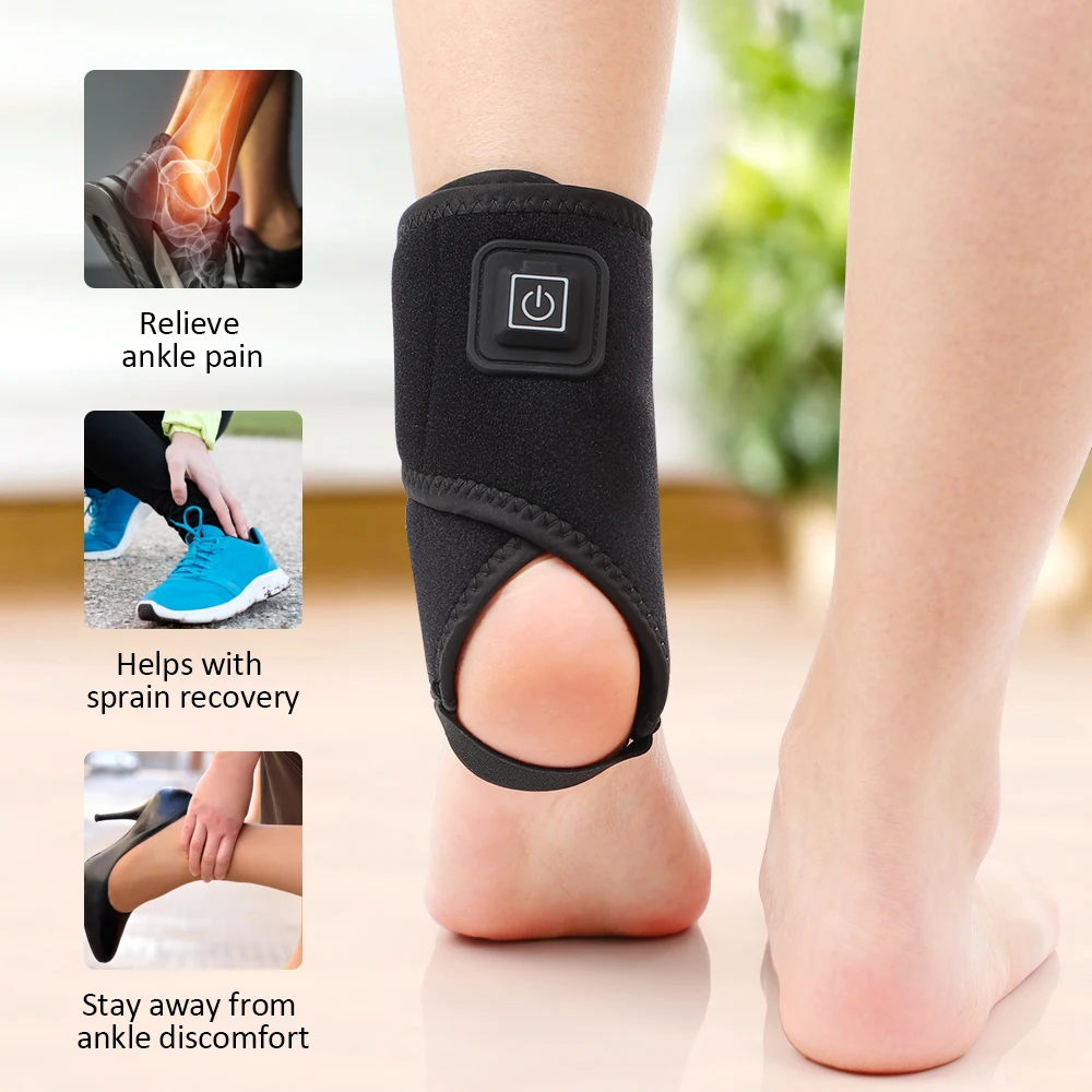 Electric Infrared Heating Ankle Brace Wormwood Hot Compress Physical Therapy Ankle Tendinitis Pain Relief Foot Sprain Treatment