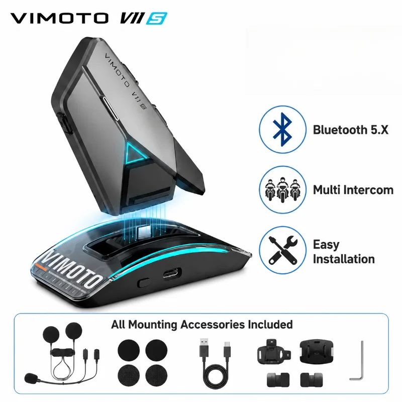 VIMOTO V11S Motorcycle Helmet Bluetooth Headset Multi Rider Intercom Wireless Helmet Communication System