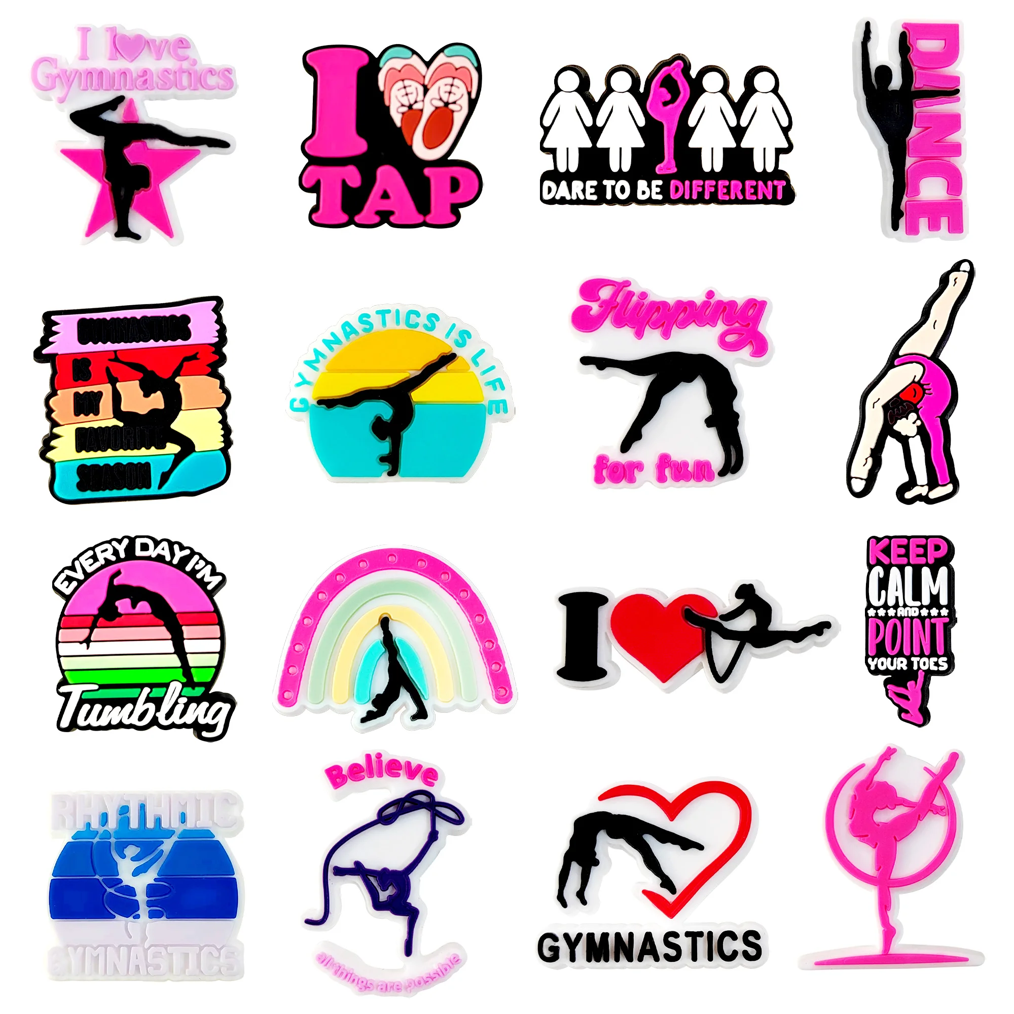 AqPVC dehors Pendthmic Shoe Charms, Sabots Pins, Fit Wristbands, Garden Shoes, Button Decorations Accessrespiration, 1-16Pcs