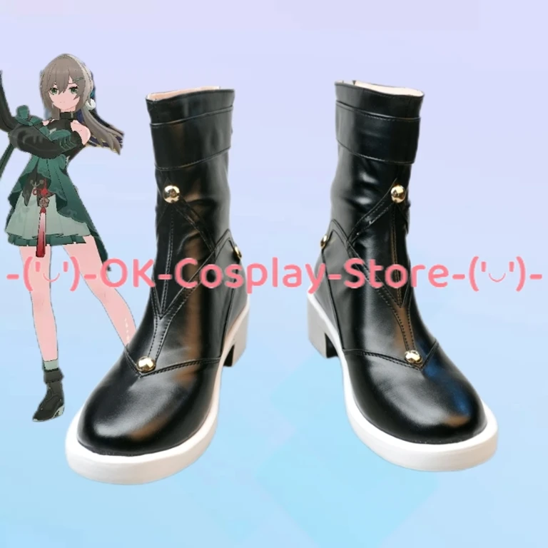 Qingque Cosplay Sapatos, Jogo Honkai: Star Rail, Botas de Carnaval de Halloween, Sapatos PU, Custom Made Props