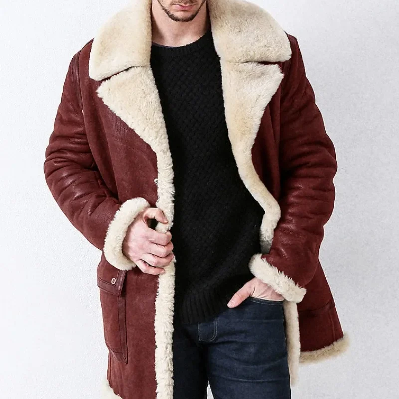 2023 Leather and Fur Integrated Men\'s Jacket Autumn and Winter Thickened Jackes Suede Warm Coat Cotton Jacket