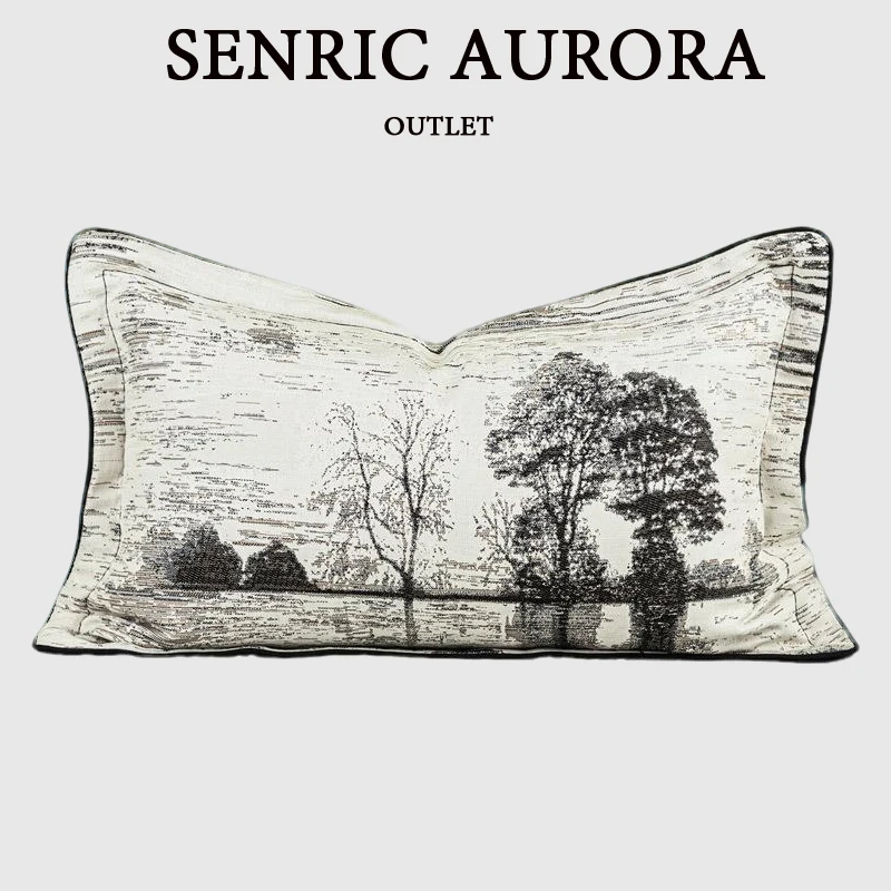 

Luxury Cushion Cover Chinese Style Ink Wash Forest Stream Waist Pillow Case 30x50cm For Home Hotel Sofa Bed